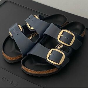 Big Buckle Birkenstock Arizona Blue Oiled Leather 37 Regular width Brand New